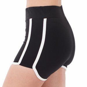 Zenana Athletic Black Dolphin Contrast White Trim 3" Shorts